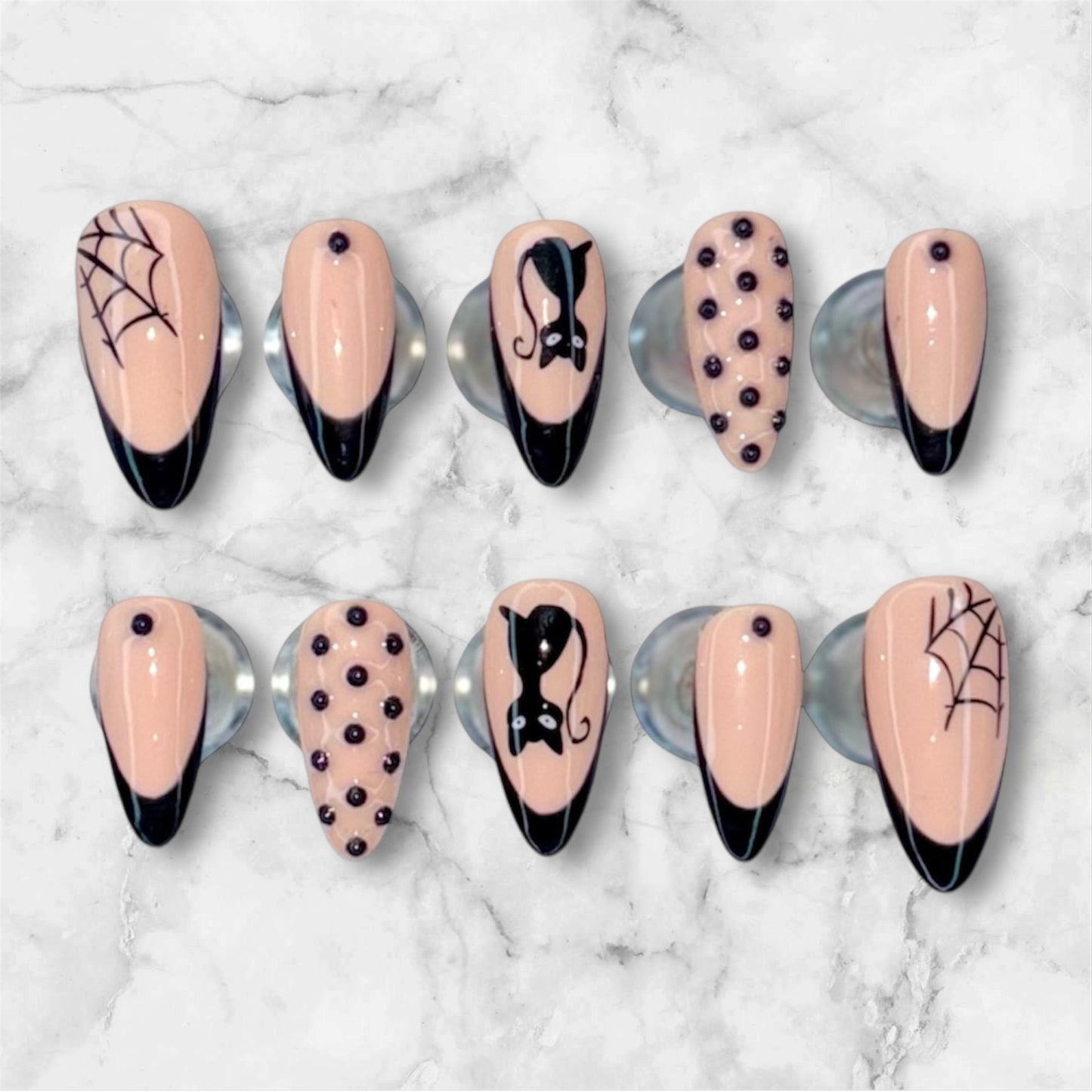 Black Cats and Spider Webs Nail Set