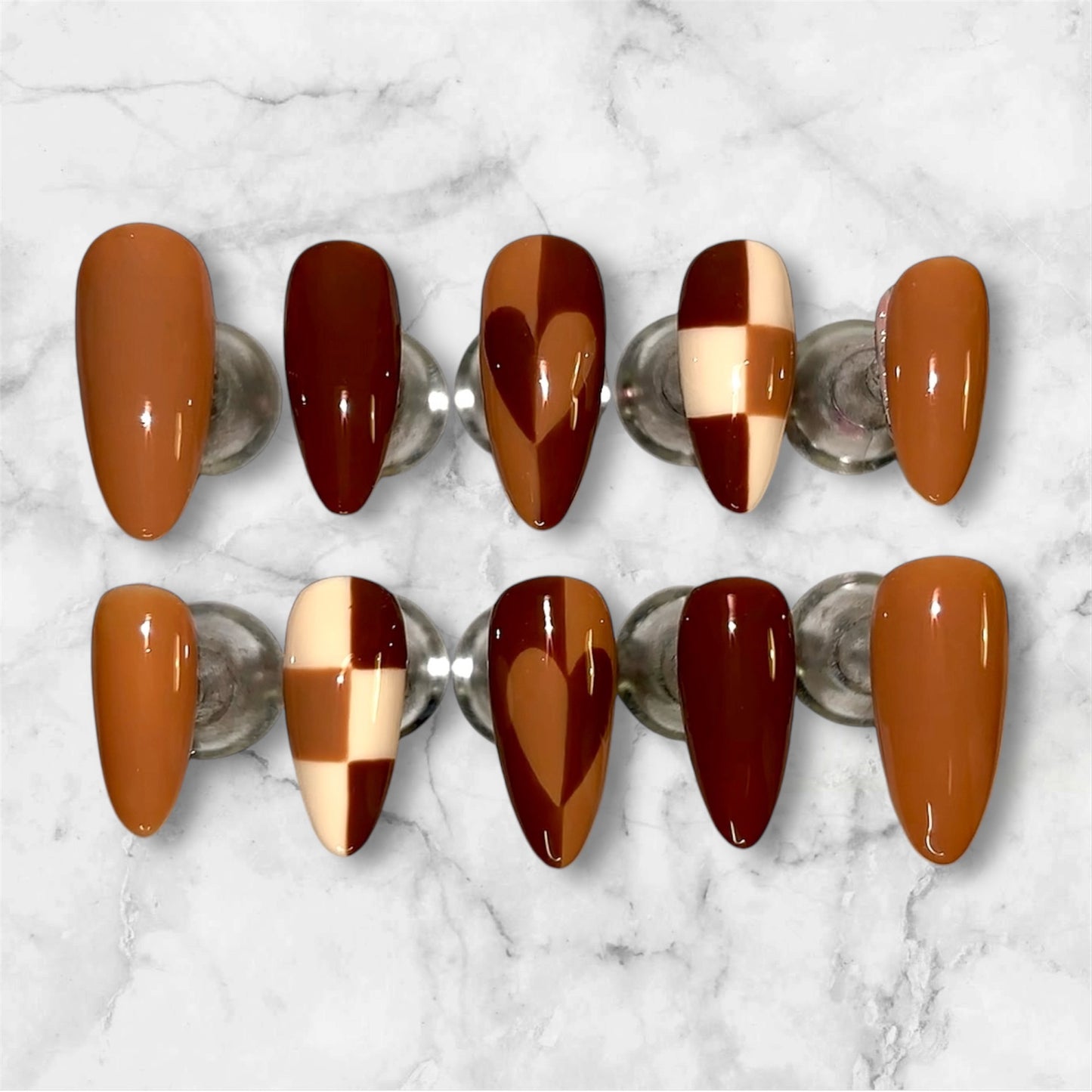 Brown Heart Fall Nail Set
