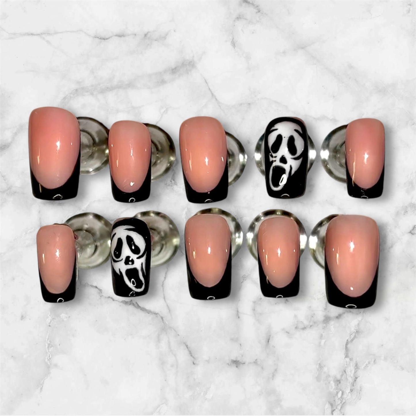 Black Frenchie Scream Nail Set