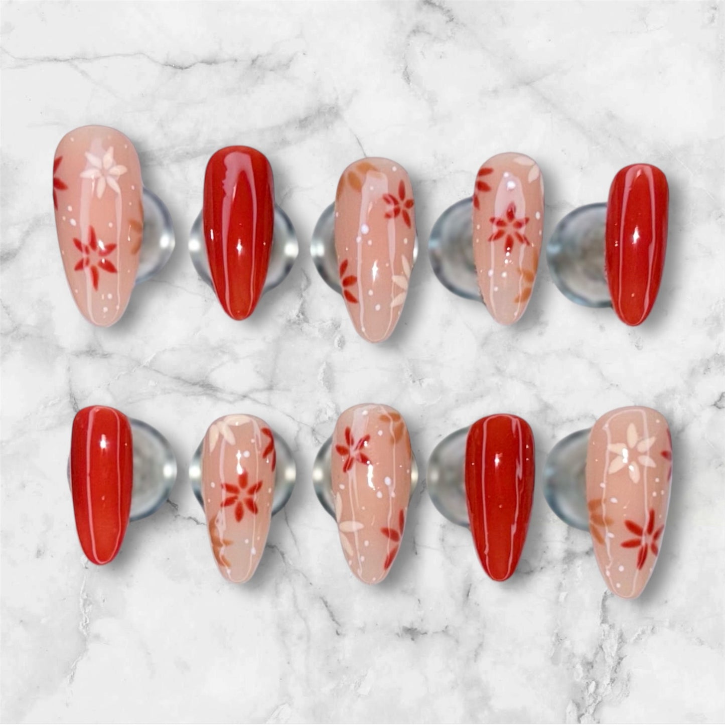 Burnt Orange Flower Fall Nail Set