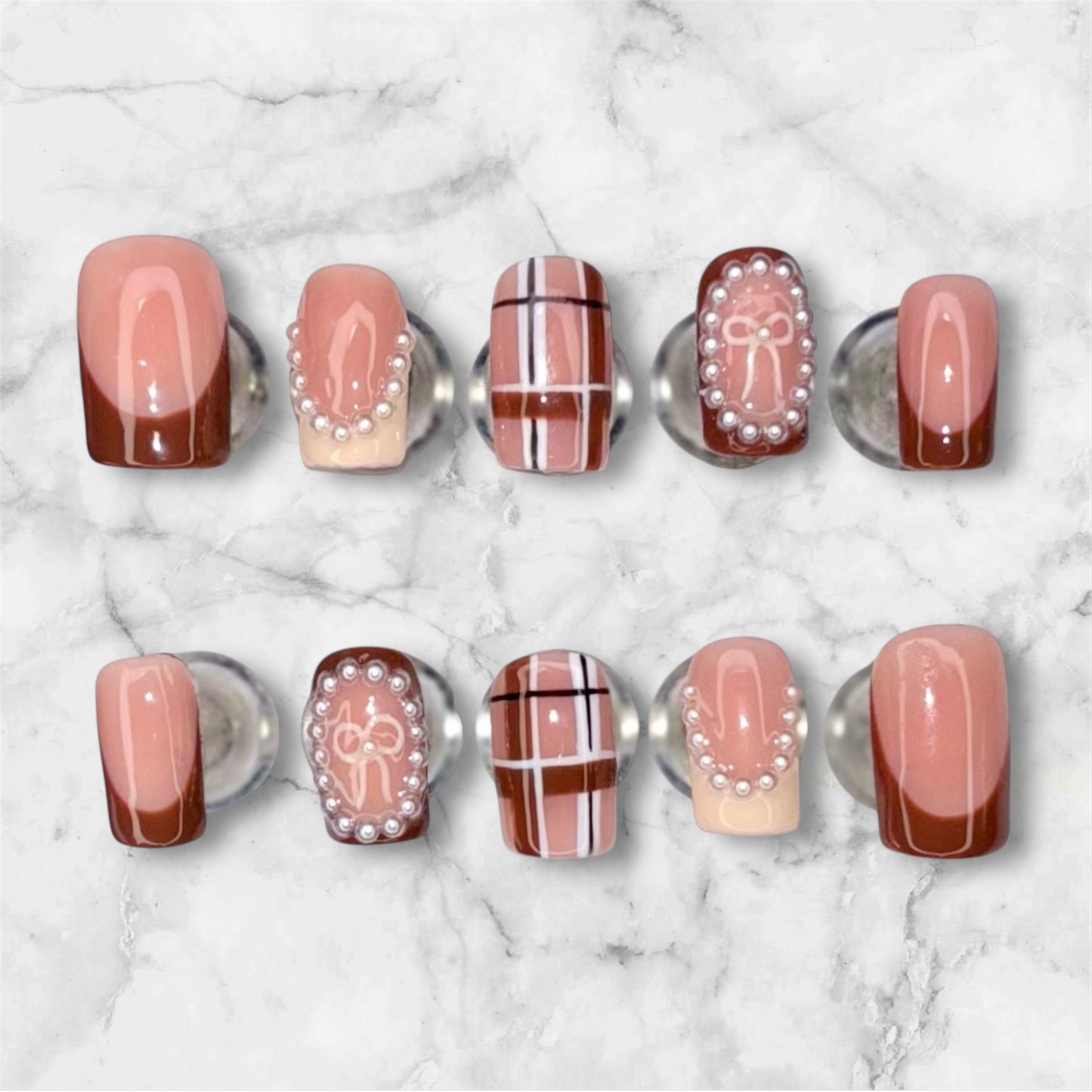 Brown Pearl Fall Nail Set